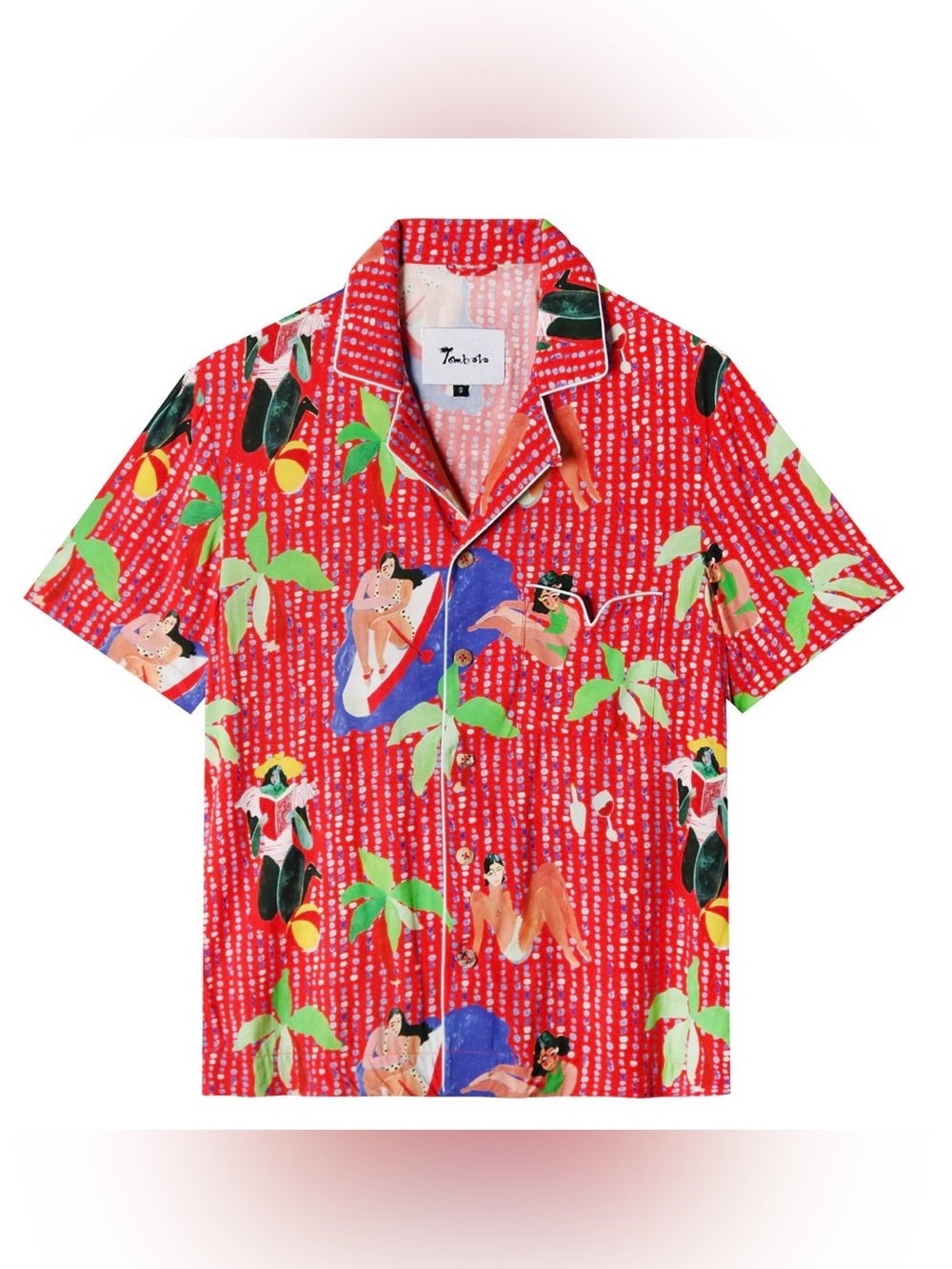 Tombolo x Ana Leovy Vibrant Oversized Relaxed Rayon Hawaiian button down shirt